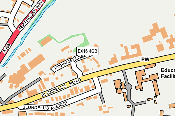 EX16 4GB map - OS OpenMap – Local (Ordnance Survey)