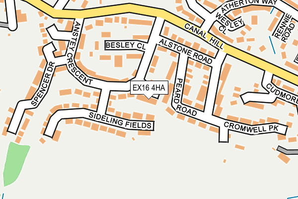 EX16 4HA map - OS OpenMap – Local (Ordnance Survey)