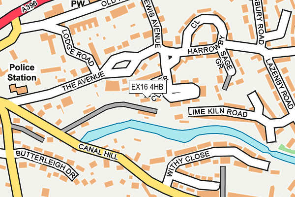 EX16 4HB map - OS OpenMap – Local (Ordnance Survey)