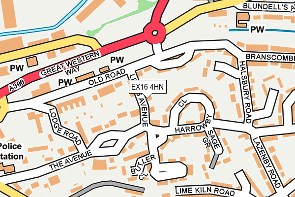 EX16 4HN map - OS OpenMap – Local (Ordnance Survey)