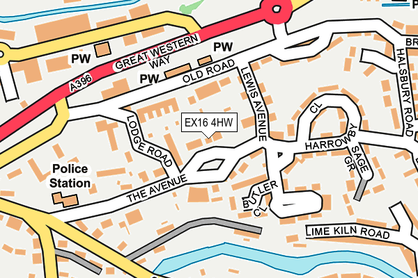 EX16 4HW map - OS OpenMap – Local (Ordnance Survey)
