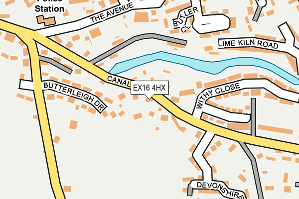 EX16 4HX map - OS OpenMap – Local (Ordnance Survey)