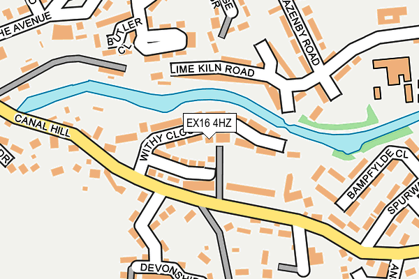 EX16 4HZ map - OS OpenMap – Local (Ordnance Survey)