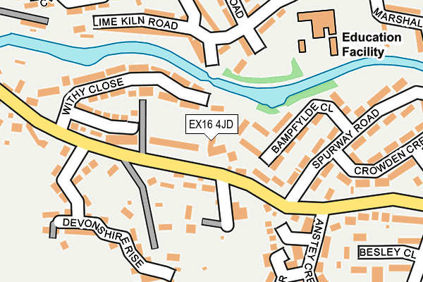 EX16 4JD map - OS OpenMap – Local (Ordnance Survey)