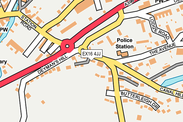 EX16 4JJ map - OS OpenMap – Local (Ordnance Survey)