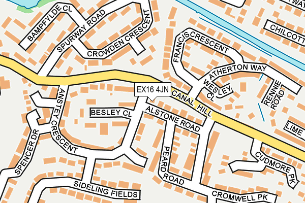 EX16 4JN map - OS OpenMap – Local (Ordnance Survey)