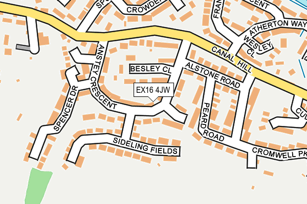 EX16 4JW map - OS OpenMap – Local (Ordnance Survey)