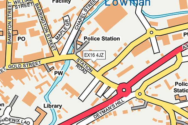 EX16 4JZ map - OS OpenMap – Local (Ordnance Survey)