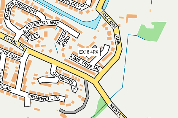 EX16 4PX map - OS OpenMap – Local (Ordnance Survey)