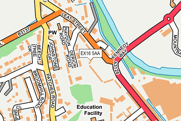 EX16 5AA map - OS OpenMap – Local (Ordnance Survey)