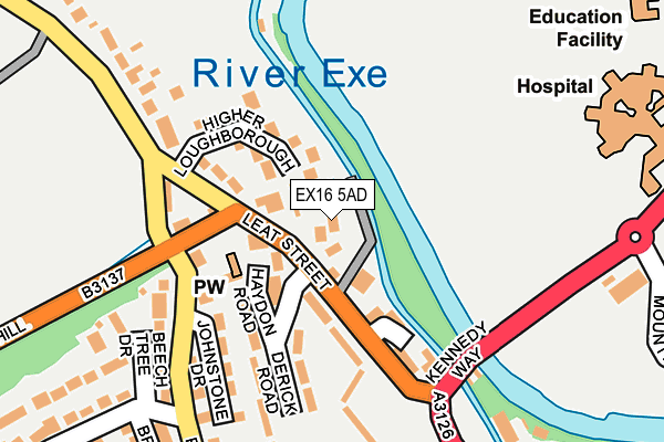 EX16 5AD map - OS OpenMap – Local (Ordnance Survey)