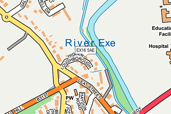 EX16 5AE map - OS OpenMap – Local (Ordnance Survey)