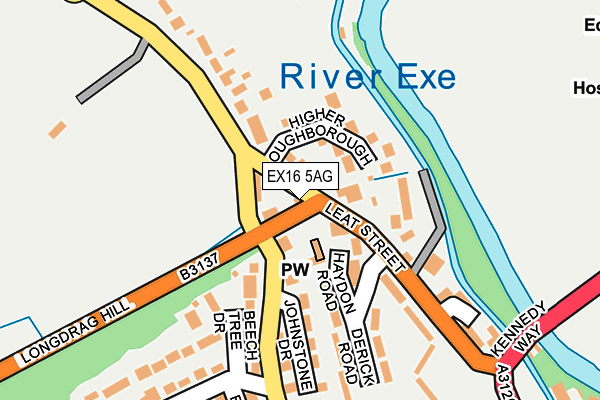 EX16 5AG map - OS OpenMap – Local (Ordnance Survey)