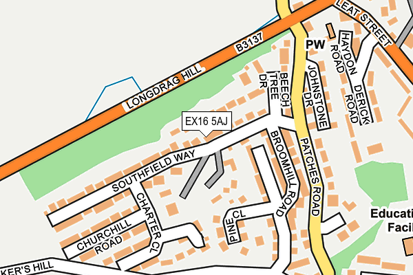 EX16 5AJ map - OS OpenMap – Local (Ordnance Survey)