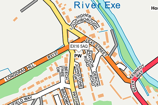 EX16 5AQ map - OS OpenMap – Local (Ordnance Survey)