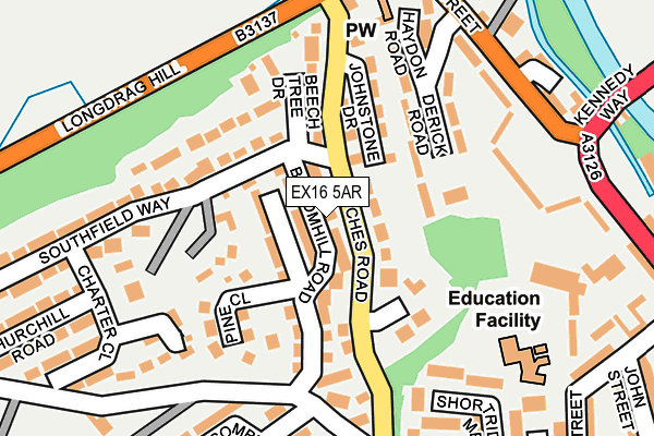 EX16 5AR map - OS OpenMap – Local (Ordnance Survey)