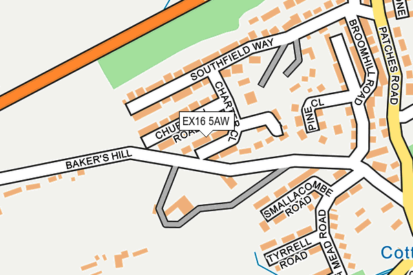 EX16 5AW map - OS OpenMap – Local (Ordnance Survey)