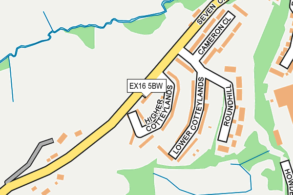 EX16 5BW map - OS OpenMap – Local (Ordnance Survey)