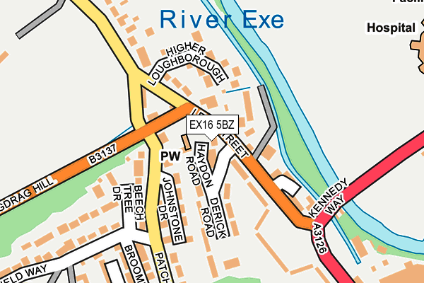 EX16 5BZ map - OS OpenMap – Local (Ordnance Survey)