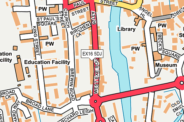 EX16 5DJ map - OS OpenMap – Local (Ordnance Survey)