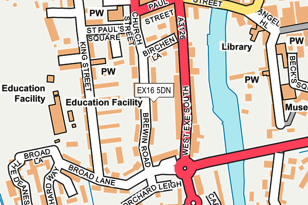 EX16 5DN map - OS OpenMap – Local (Ordnance Survey)