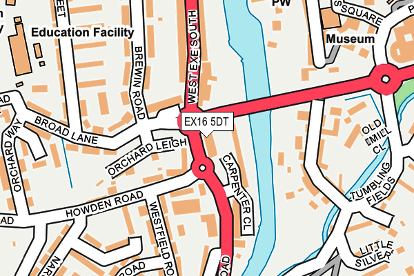 EX16 5DT map - OS OpenMap – Local (Ordnance Survey)