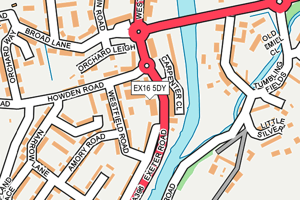 EX16 5DY map - OS OpenMap – Local (Ordnance Survey)