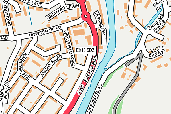 EX16 5DZ map - OS OpenMap – Local (Ordnance Survey)