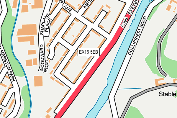 EX16 5EB map - OS OpenMap – Local (Ordnance Survey)
