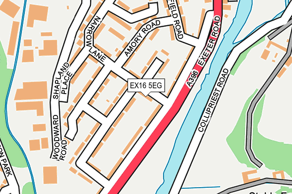 EX16 5EG map - OS OpenMap – Local (Ordnance Survey)