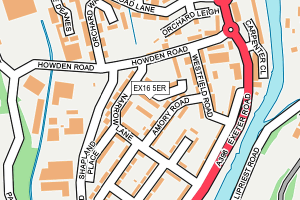 EX16 5ER map - OS OpenMap – Local (Ordnance Survey)