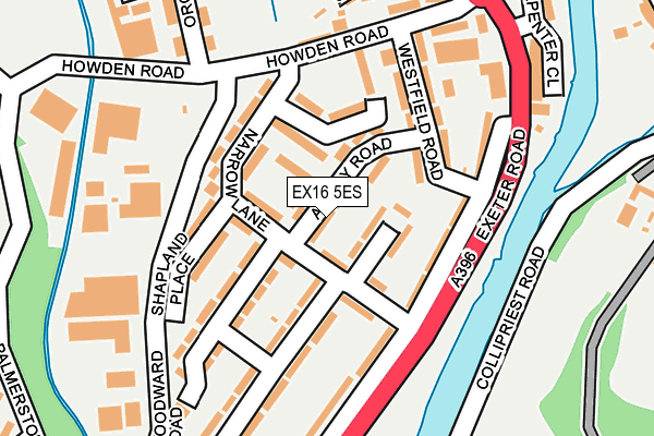 EX16 5ES map - OS OpenMap – Local (Ordnance Survey)
