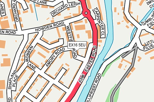 EX16 5EU map - OS OpenMap – Local (Ordnance Survey)
