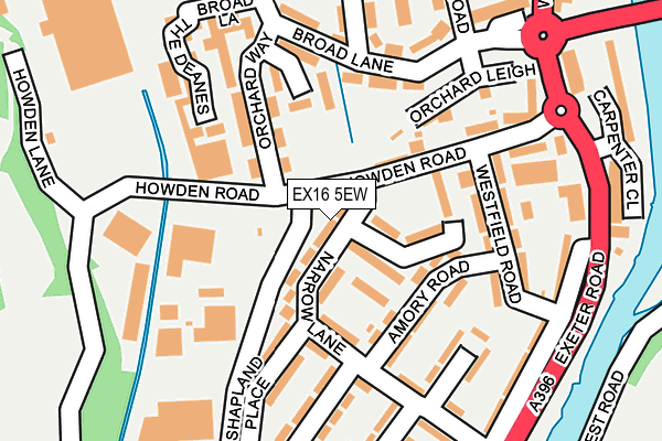 EX16 5EW map - OS OpenMap – Local (Ordnance Survey)
