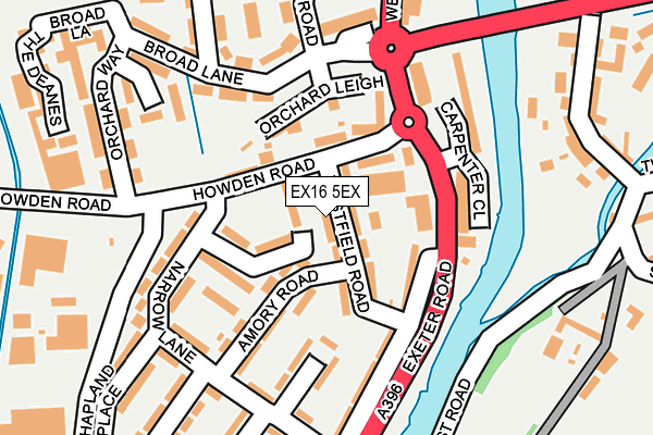 EX16 5EX map - OS OpenMap – Local (Ordnance Survey)