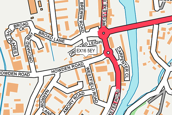 EX16 5EY map - OS OpenMap – Local (Ordnance Survey)