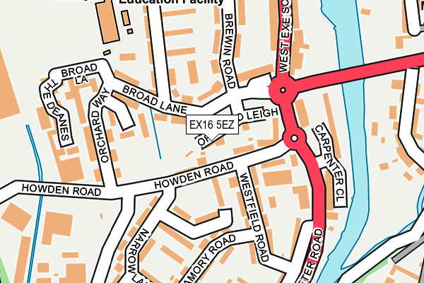 EX16 5EZ map - OS OpenMap – Local (Ordnance Survey)