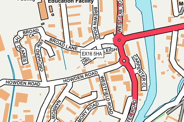 EX16 5HA map - OS OpenMap – Local (Ordnance Survey)