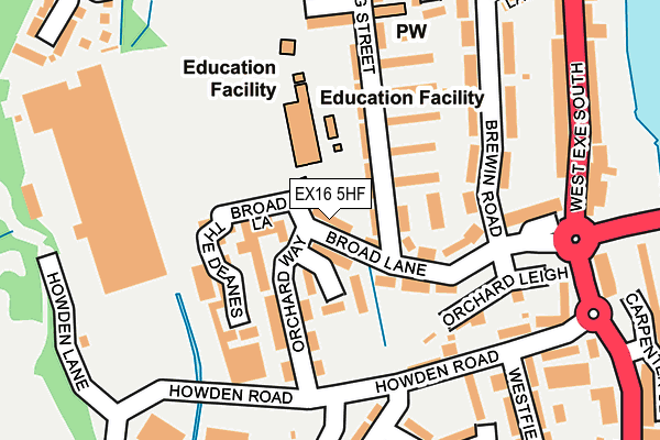 EX16 5HF map - OS OpenMap – Local (Ordnance Survey)