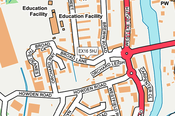 EX16 5HJ map - OS OpenMap – Local (Ordnance Survey)