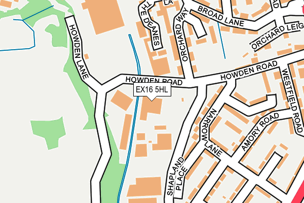 EX16 5HL map - OS OpenMap – Local (Ordnance Survey)