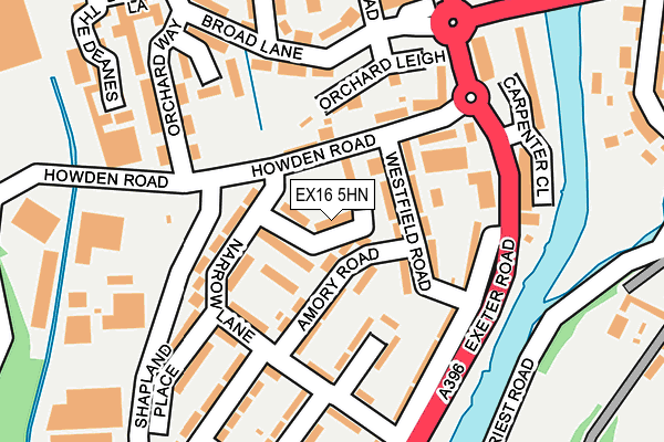 EX16 5HN map - OS OpenMap – Local (Ordnance Survey)