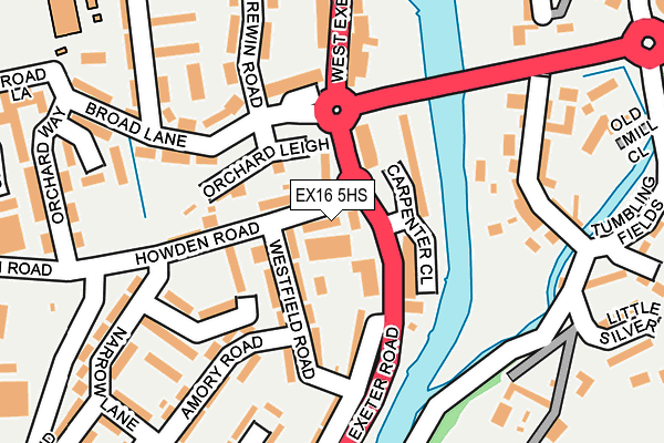 EX16 5HS map - OS OpenMap – Local (Ordnance Survey)
