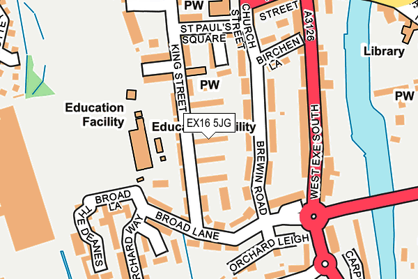 EX16 5JG map - OS OpenMap – Local (Ordnance Survey)