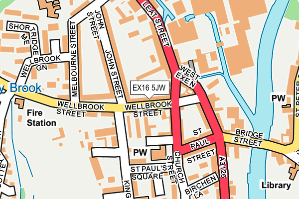 EX16 5JW map - OS OpenMap – Local (Ordnance Survey)