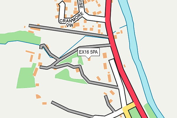 EX16 5PA map - OS OpenMap – Local (Ordnance Survey)