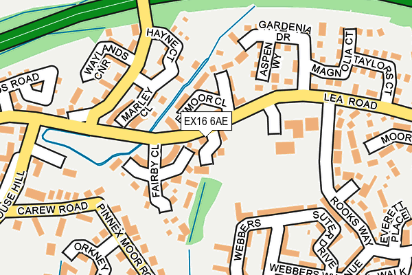 EX16 6AE map - OS OpenMap – Local (Ordnance Survey)