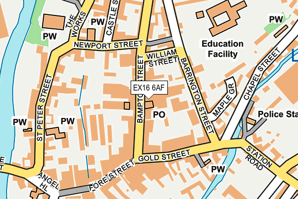 EX16 6AF map - OS OpenMap – Local (Ordnance Survey)