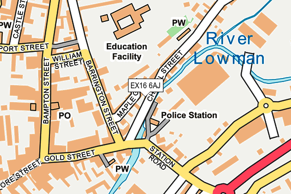 EX16 6AJ map - OS OpenMap – Local (Ordnance Survey)