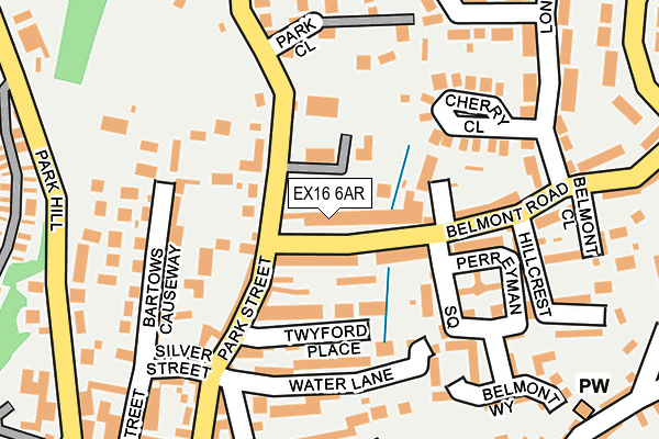 EX16 6AR map - OS OpenMap – Local (Ordnance Survey)